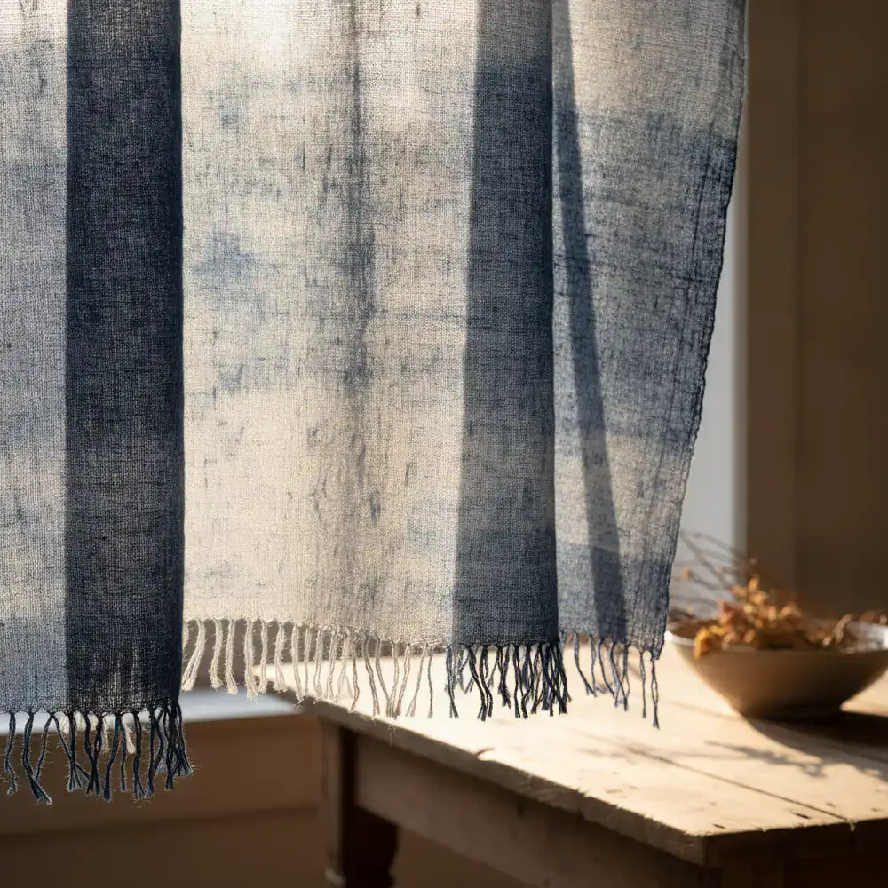 Indigo dyed handwoven scarf